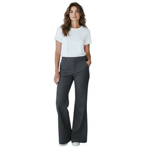 Theory Woman’s Gray Flared Leg Low Rise Slacks size 4 Cotton Poly Blend